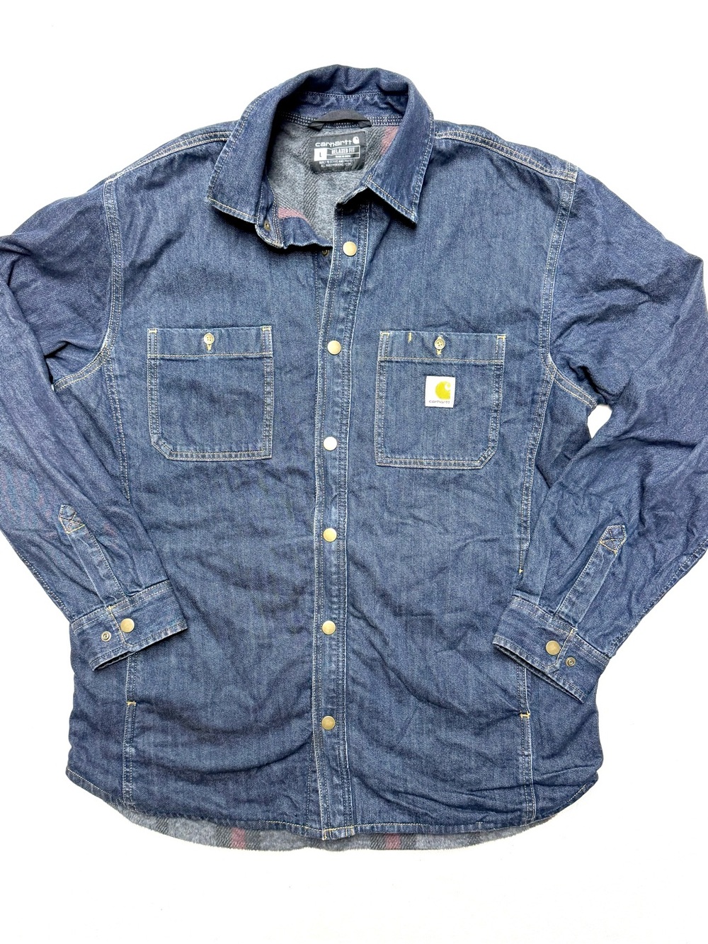 Carhartt Dark Indigo Denim Snap-Front Work Shirt Jacket
